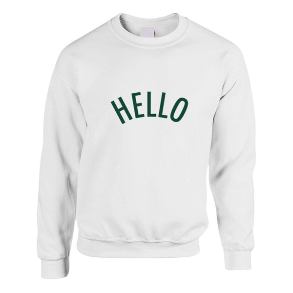 Ash Oversized Unisex Sweatshirt with Hello slogan printed in forest green