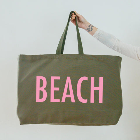 Really Big Beach Bag - Weekender Bag - Giant Canvas Grocery Bag - Large Canvas Shopper - Oversized Canvas Bag - Large Tote Bag - Pink Beach Bag