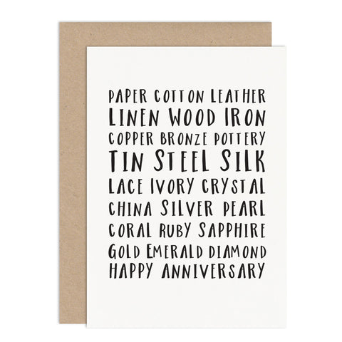 Typographic Anniversary Card - Russet and Gray