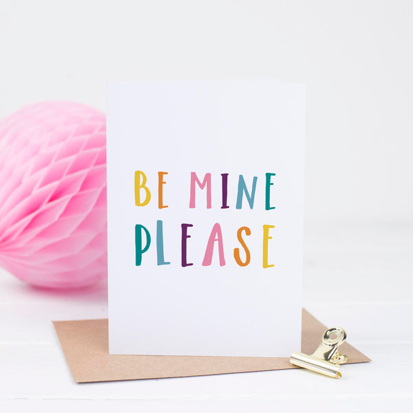 Be Mine Please Valentines Card - Russet and Gray