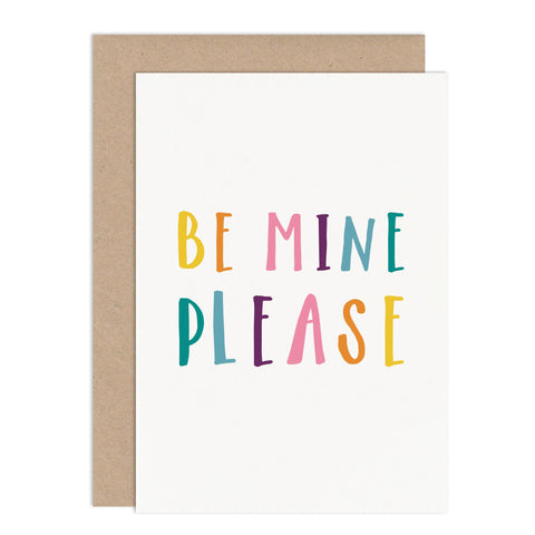 Be Mine Please Valentines Card - Russet and Gray