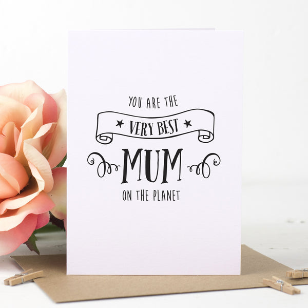 Best Mum On The Planet Card - Russet and Gray