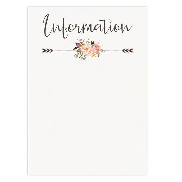 DIY Wedding Stationery Budget Wedding Information Sheet Floral Wedding Stationery