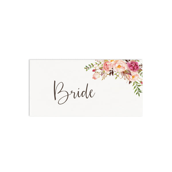 Boho Floral Place Cards - Russet and Gray