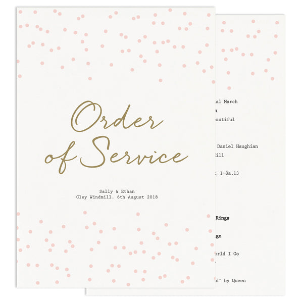 Confetti Wedding Order Of Service Cards