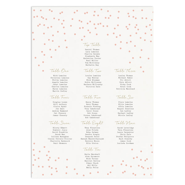 Confetti Table Plan - Russet and Gray