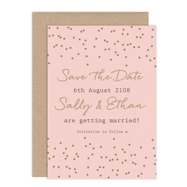 Confetti Wedding Save The Date Card - Russet and Gray