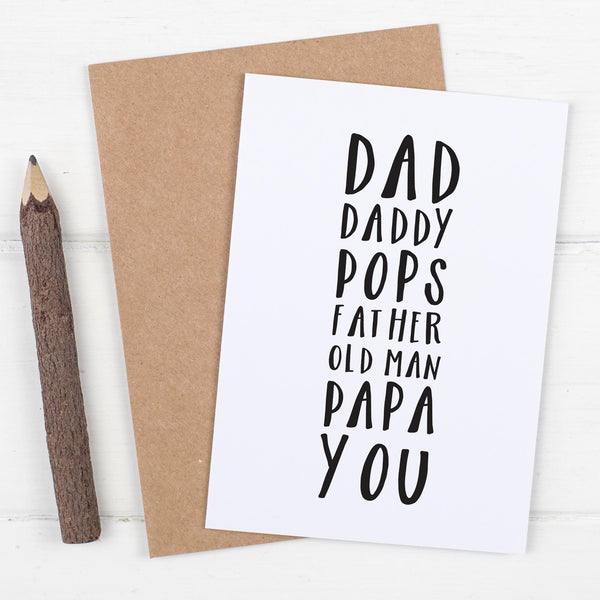Dad's Names Father's Day Card - Russet and Gray
