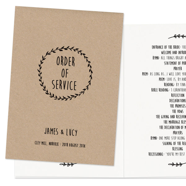 Enchanted Forest Wedding Order Of Service Booklet