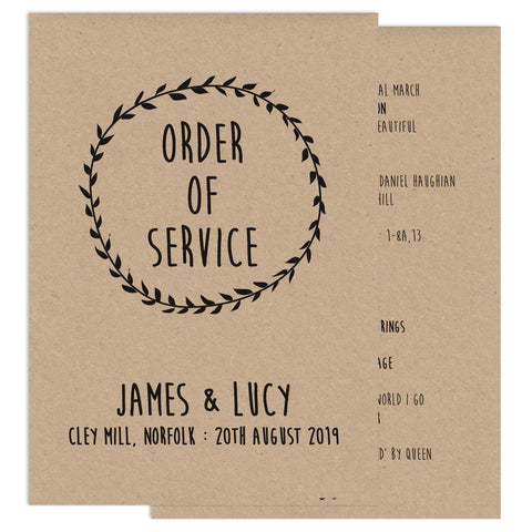 Enchanted Forest Wedding Order Of Service Card