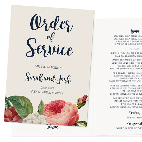 English Garden Wedding Order Of Service Booklet