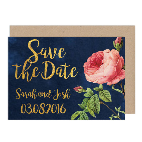 English Garden Wedding Save The Date Card - Russet and Gray