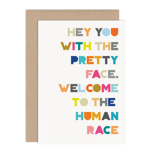Hey You New Baby Card - Russet and Gray