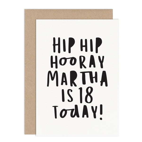 Personalised Hip Hip Hooray Card - Russet and Gray