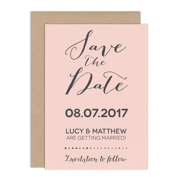 Modern Calligraphy Wedding Save The Date Card - Russet and Gray