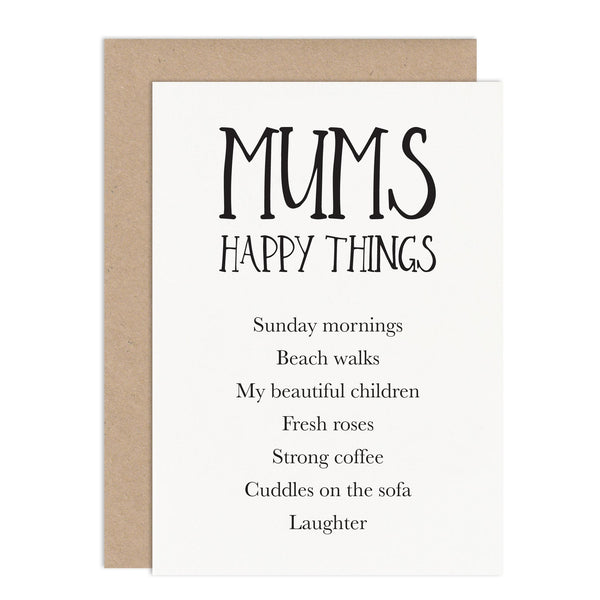 Mum’s Happy Things Card - Russet and Gray