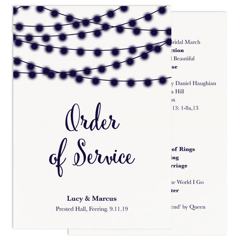 Nightgarden Wedding Order Of Service Card