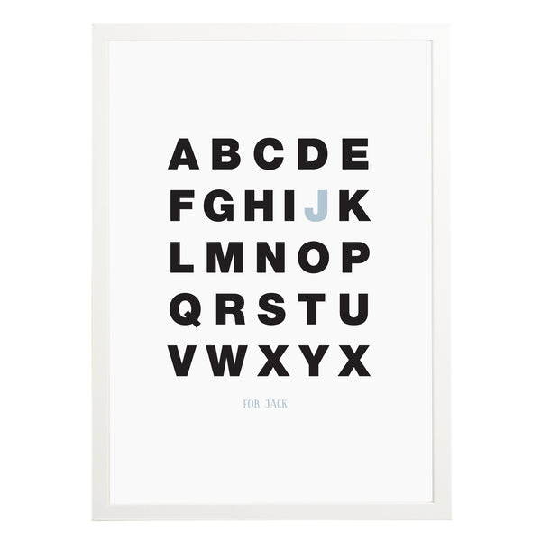 Personalised Alphabet Print - Russet and Gray