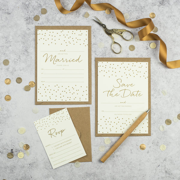 Gold Confetti DIY Wedding Stationery