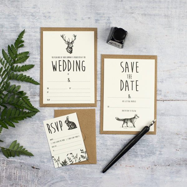 Rustic Enchanted Forest DIY Wedding Stationery