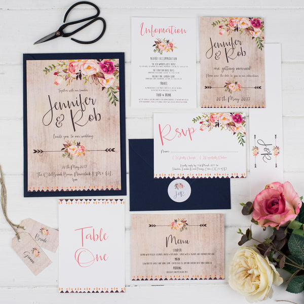 Boho Floral Wedding Stationery
