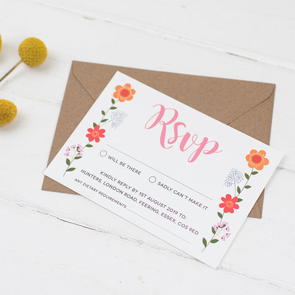 Floral Border Wedding RSVP Card