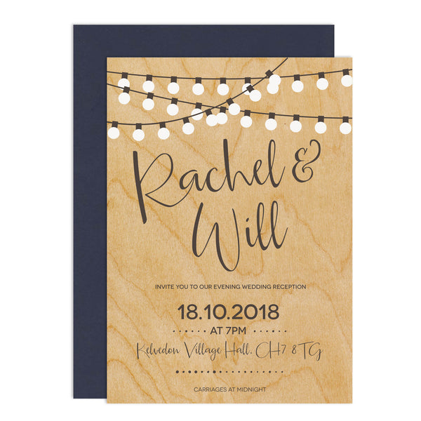 String Lights Wedding Invitations - Russet and Gray