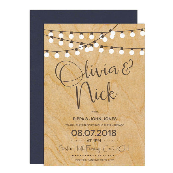 Personalised String Lights Wedding Invitation