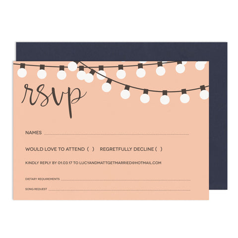 String Lights RSVP Card - Russet and Gray