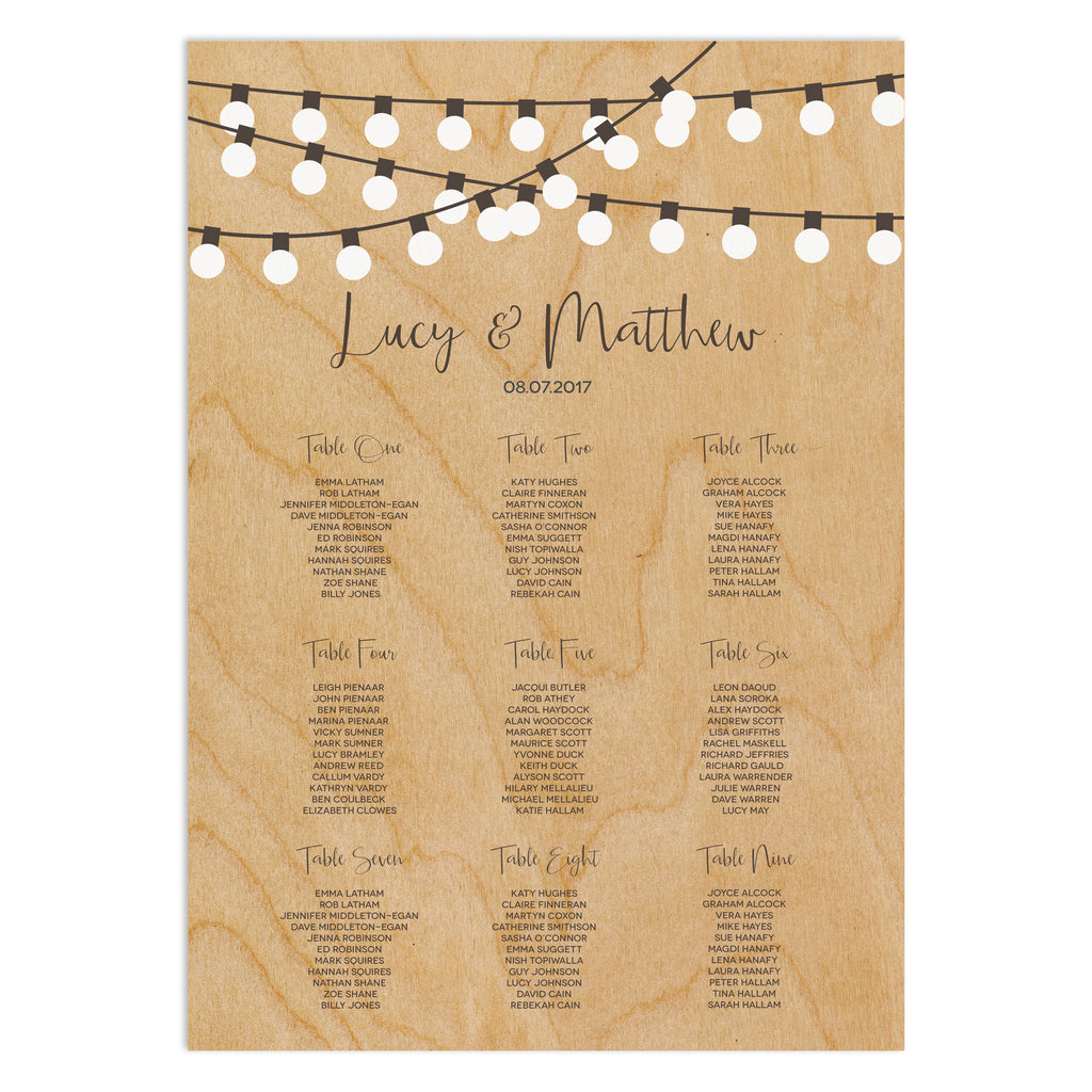 String Lights Table Plan - Russet and Gray