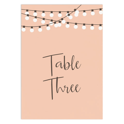 String Lights Table Numbers - Russet and Gray