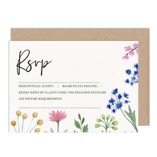DIY Wedding Stationery Budget RSVP Card Wildflowers Wedding Stationery