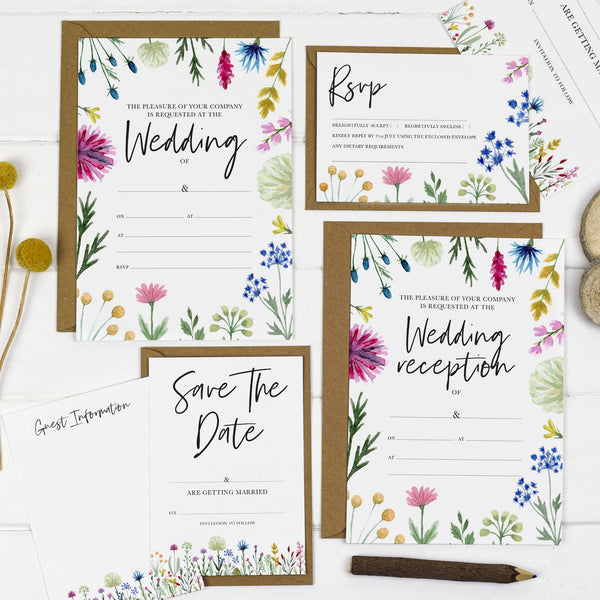 Wildflowers DIY Ready To Write Wedding Stationery