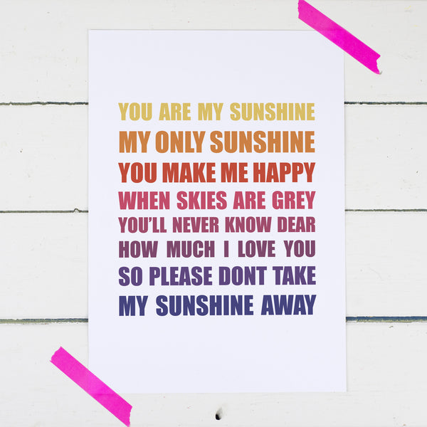 Personalised You Are My Sunshine Print