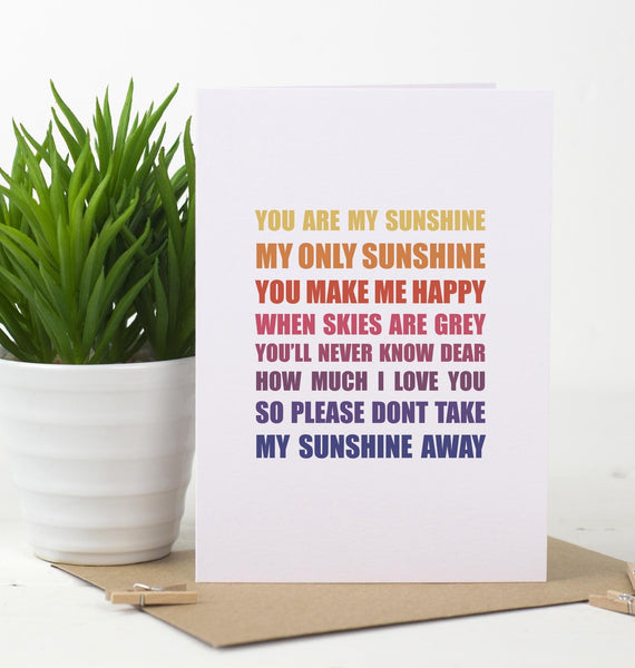 You Are My Sunshine Card - Russet and Gray