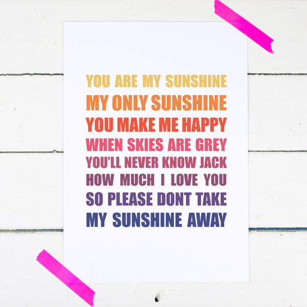 Personalised You Are My Sunshine Print