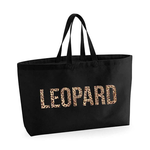 Black Oversized Tote Bag - Any Word