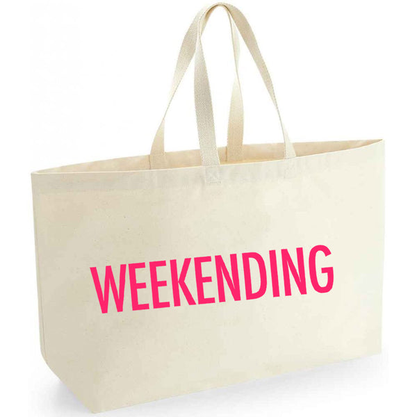 Weekending Bag. Really big bag. oversized tote bag. weekend bag. neon pink