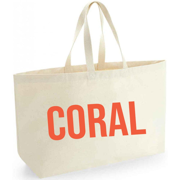 Natural Oversized Tote Bag - Any Word