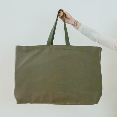 Olive Oversized Tote Bag - Any Word