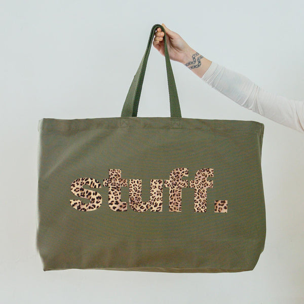 Stuff Really Big Bag - Olive Green Tote - Weekender Bag - Giant Canvas Grocery Bag - Large Canvas Shopper - Oversized Canvas Bag - Large Tote Bag