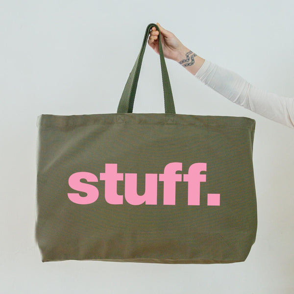 Stuff Really Big Bag - Olive Green Tote - Weekender Bag - Giant Canvas Grocery Bag - Large Canvas Shopper - Oversized Canvas Bag - Large Tote Bag