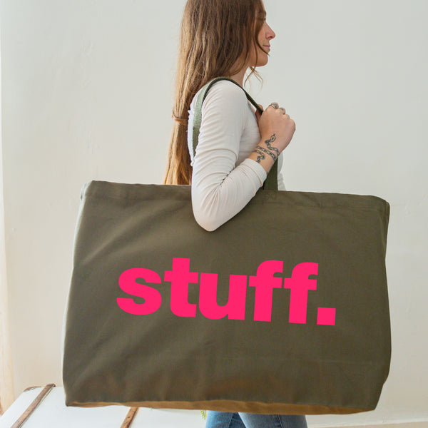 Stuff Really Big Bag - Weekender Bag - Giant Canvas Grocery Bag - Large Canvas Shopper - Oversized Canvas Bag - Large Tote Bag