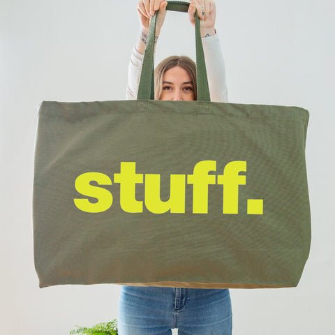 Stuff Really Big Bag - Weekender Bag - Giant Canvas Grocery Bag - Large Canvas Shopper - Oversized Canvas Bag - Large Tote Bag