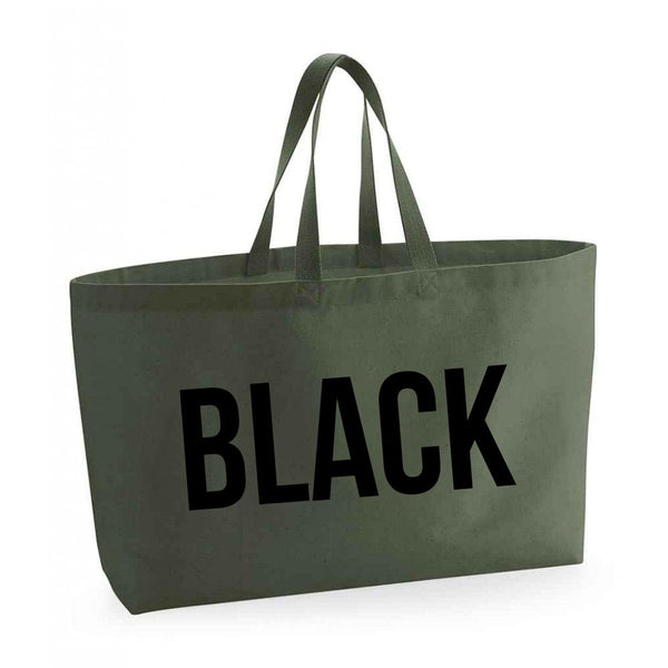 Olive Oversized Tote Bag - Any Word