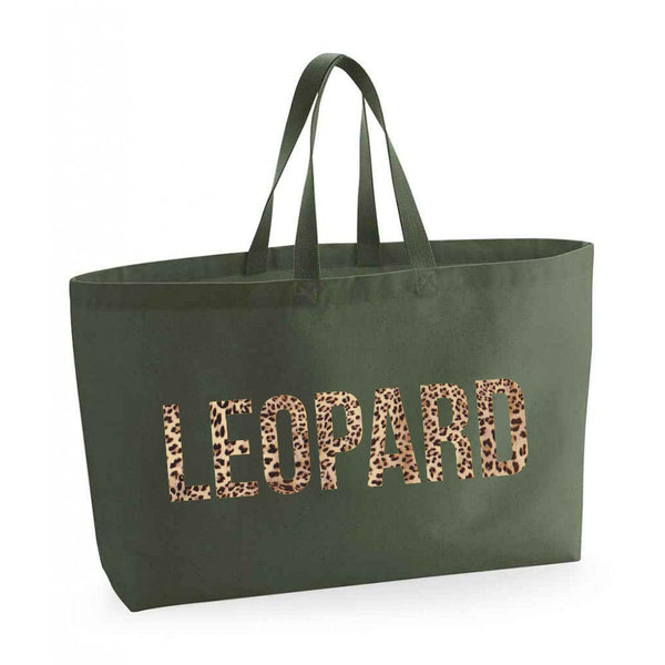 Olive Oversized Tote Bag - Any Word