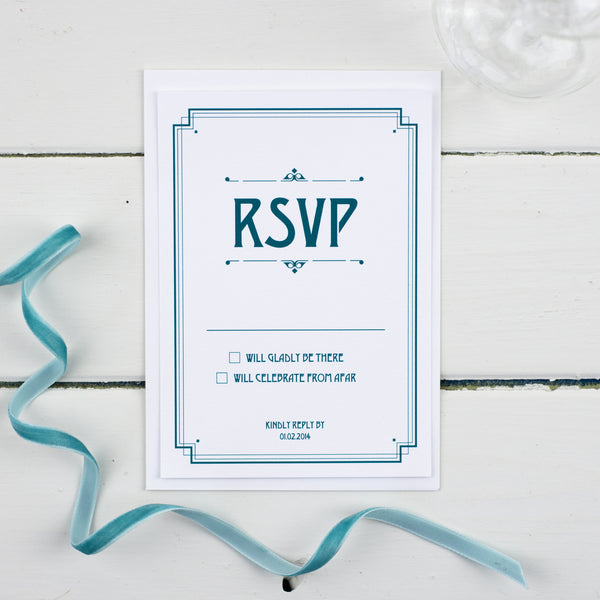 Deco RSVP Card - Russet and Gray