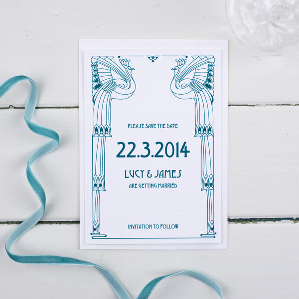 Deco Wedding Save The Date Card - Russet and Gray