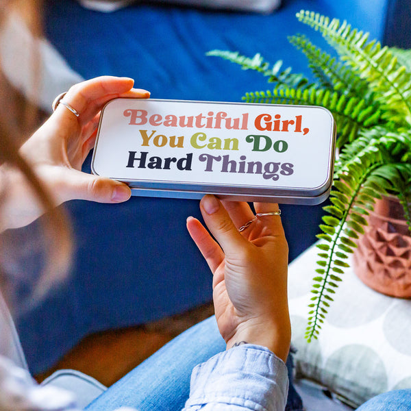 Beautiful Girl You Can Do Hard Things Pencil Tin