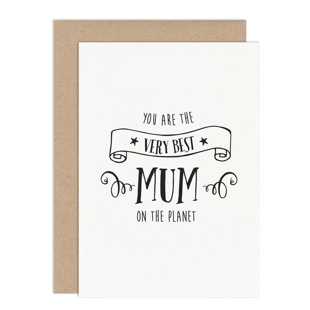 Best Mum On The Planet Card - Russet and Gray